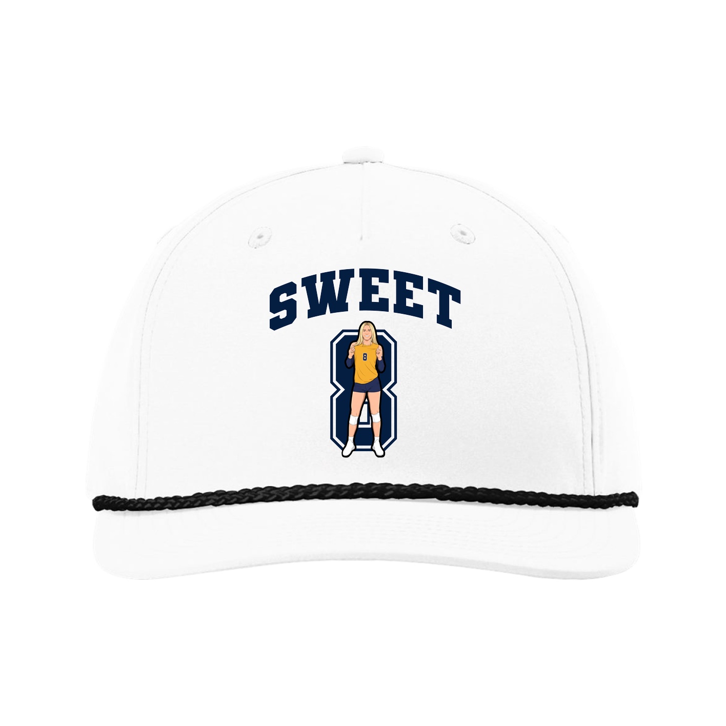Five-Panel Classic Rope Cap — Number in White