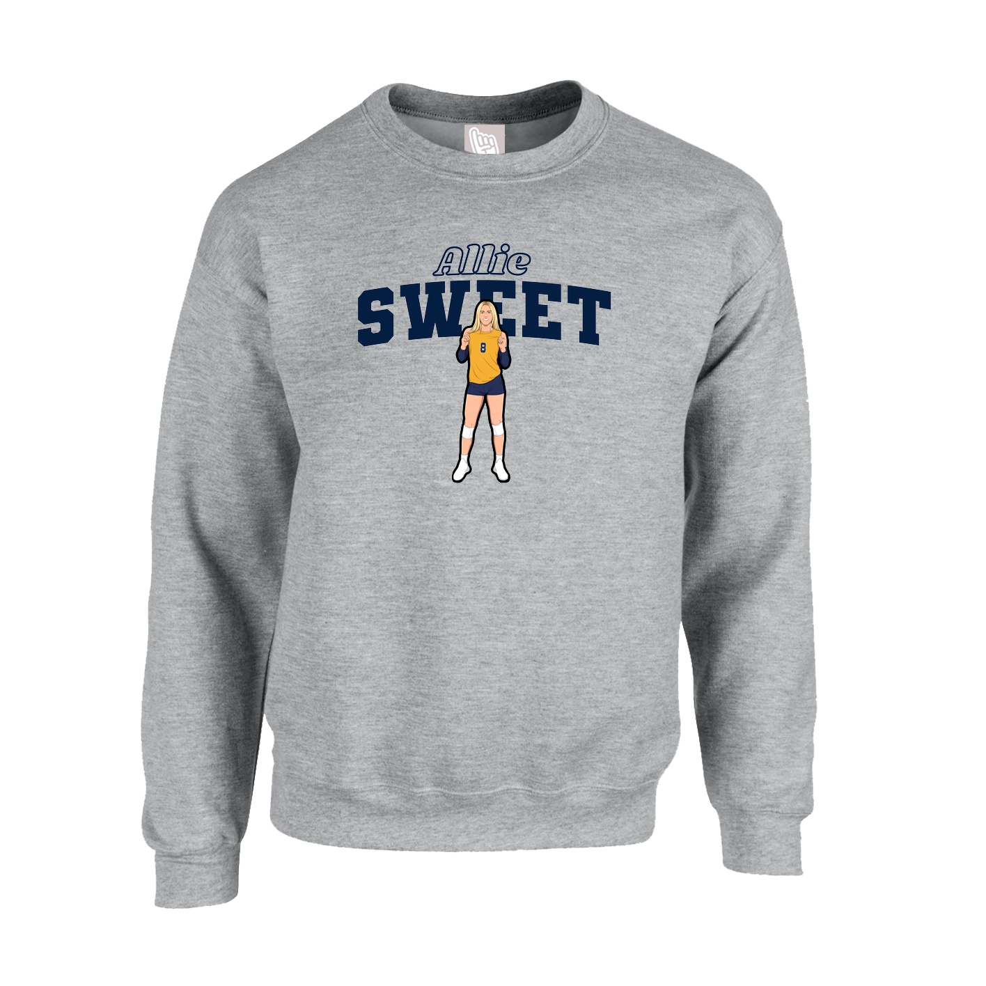 Fleece Crew — Name Arch in Grey