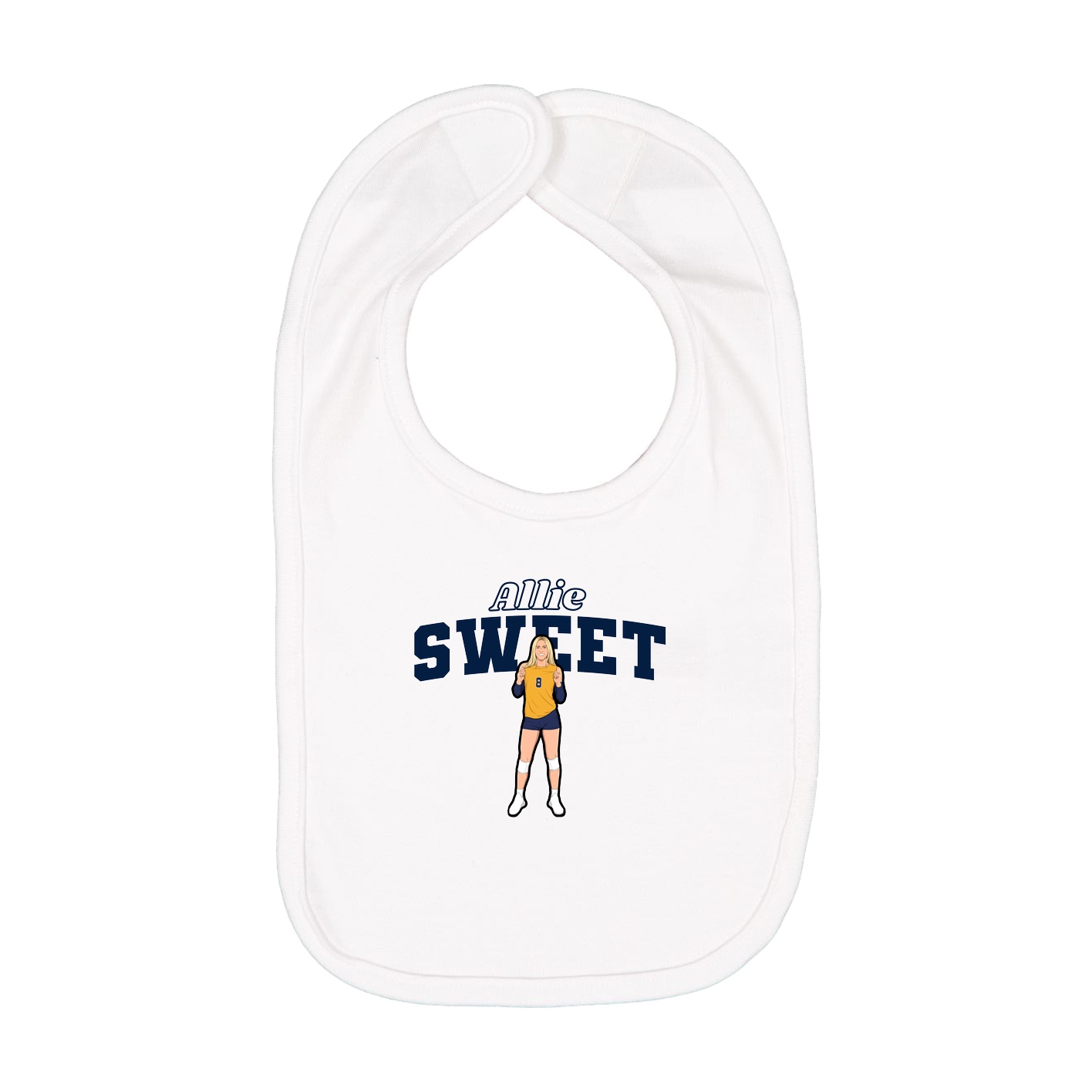 Infant Bib — Name Arch in White