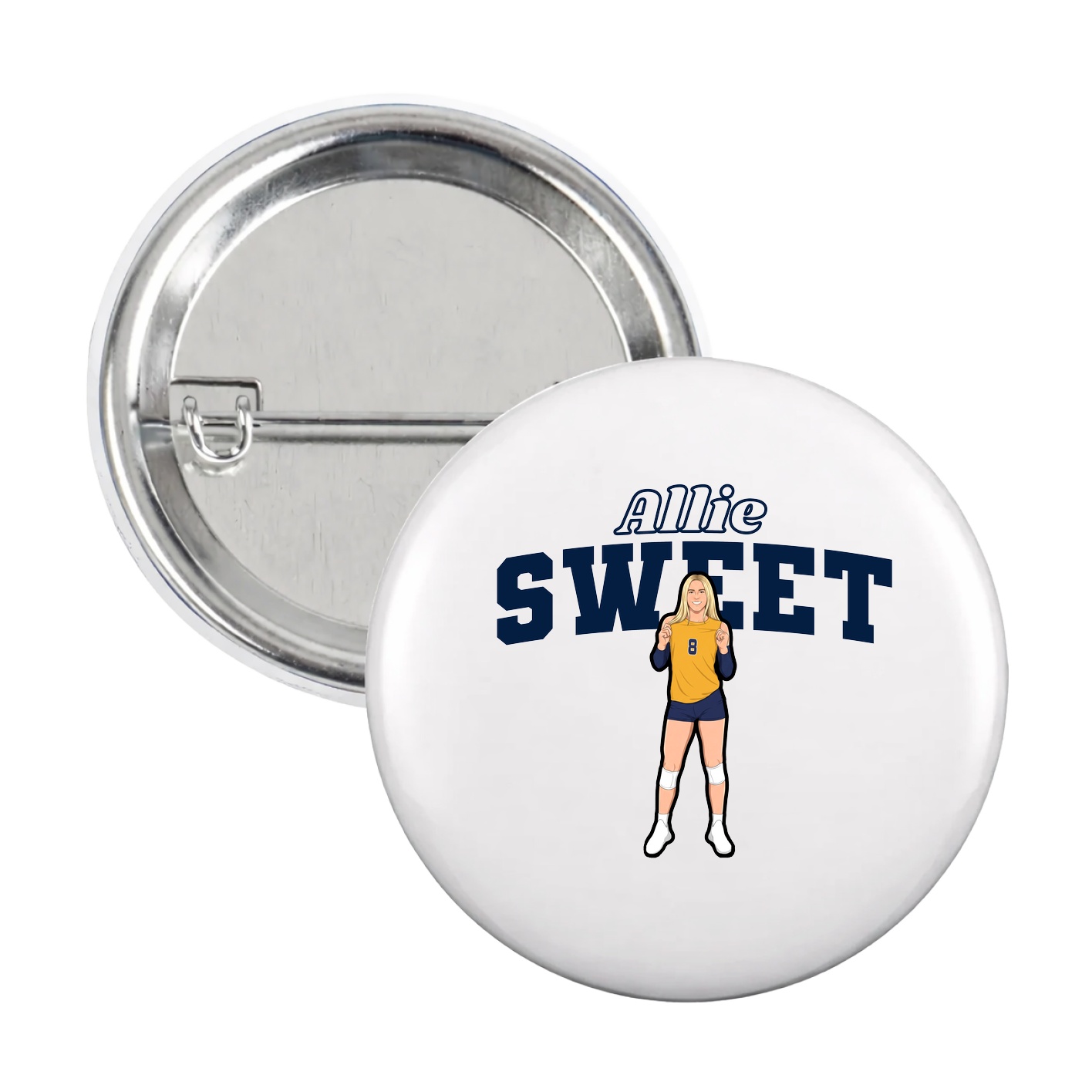 Game Day Button — Name Arch in White