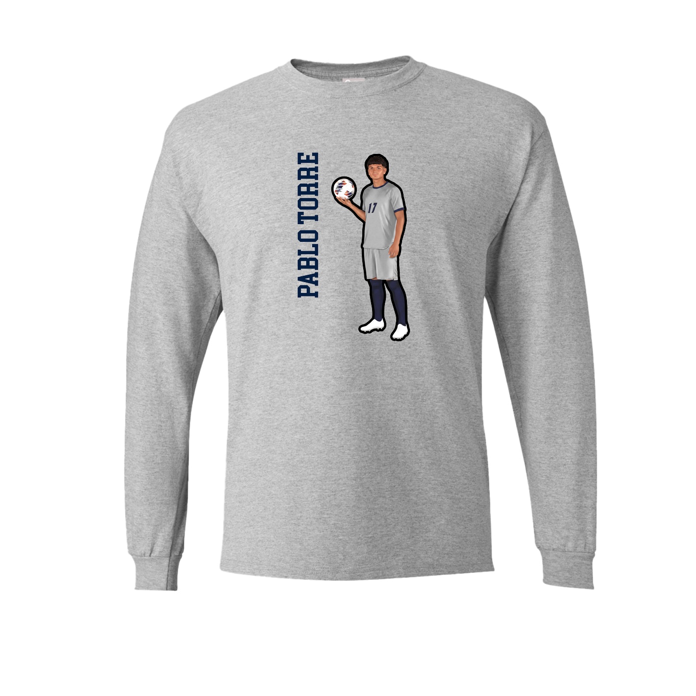 Long Sleeve Tee — Name Vertical in Grey