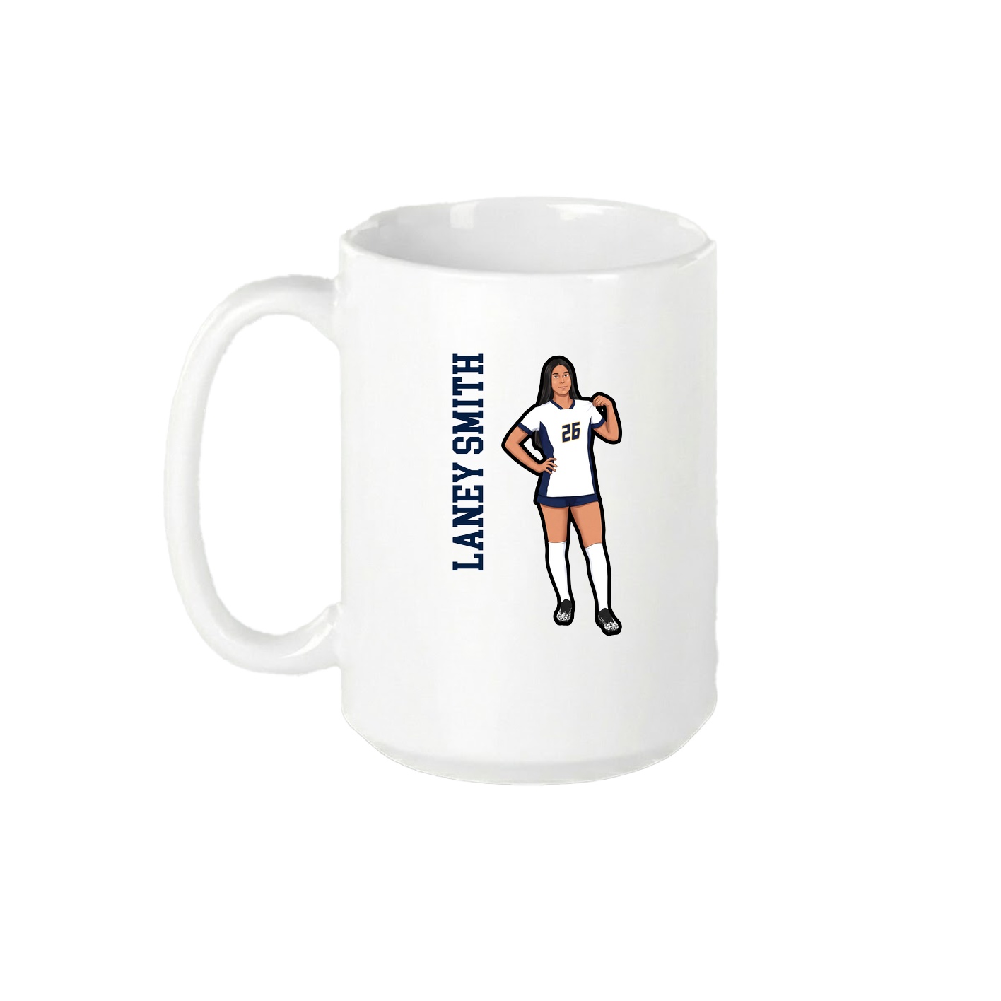 15oz Coffee Mug — Name Vertical in White