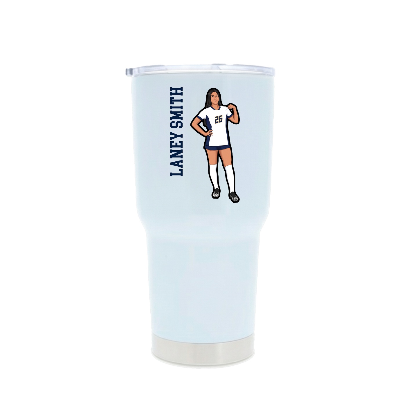 30oz Stainless Steel Tumbler — Name Vertical in White