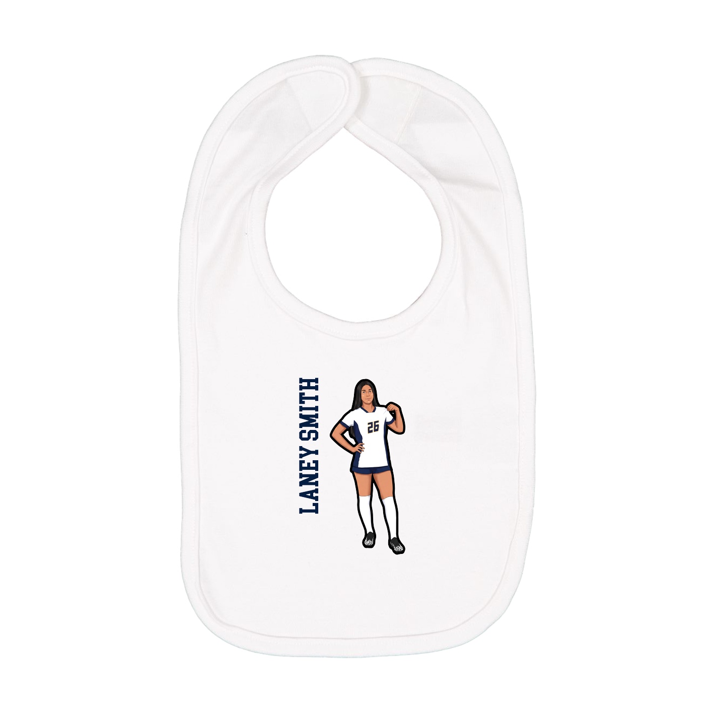 Infant Bib — Name Vertical in White