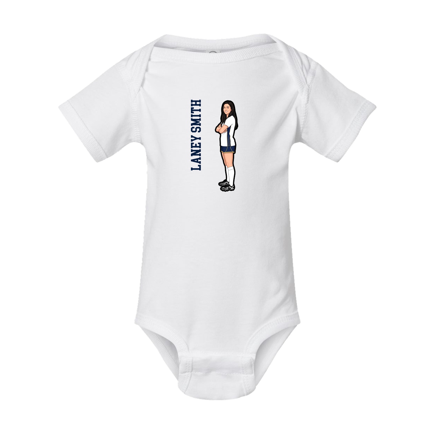 Baby Onesie — Name Vertical in White