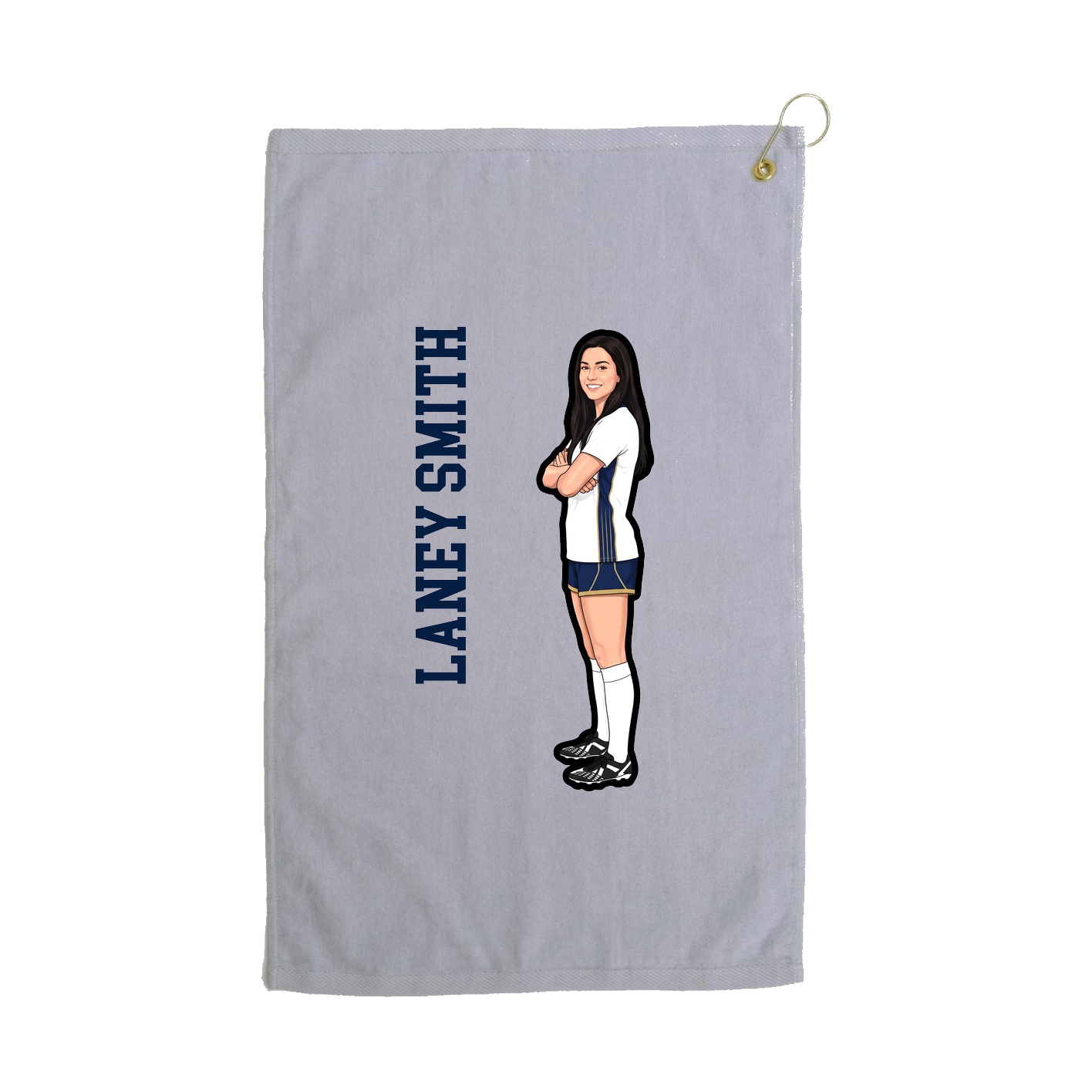 Golf Towel — Name Vertical in Grey