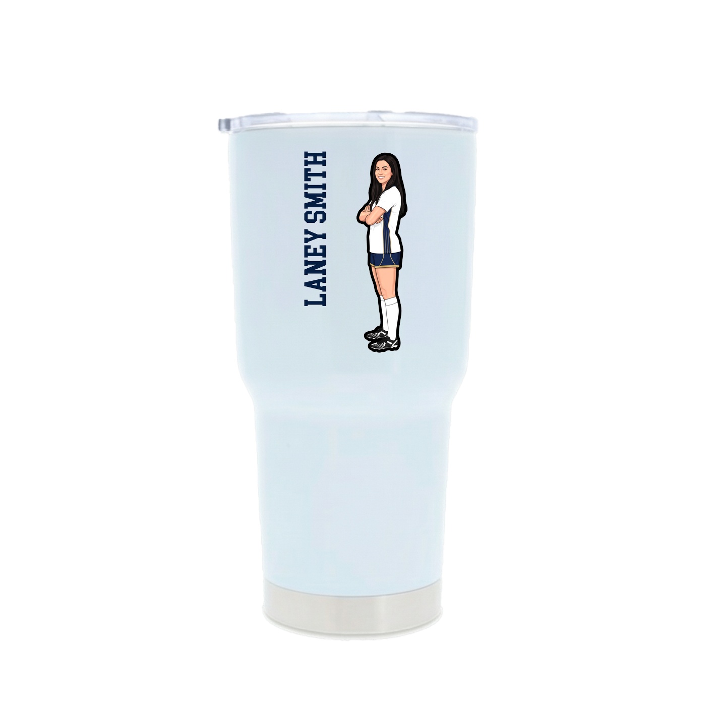 30oz Stainless Steel Tumbler — Name Vertical in White