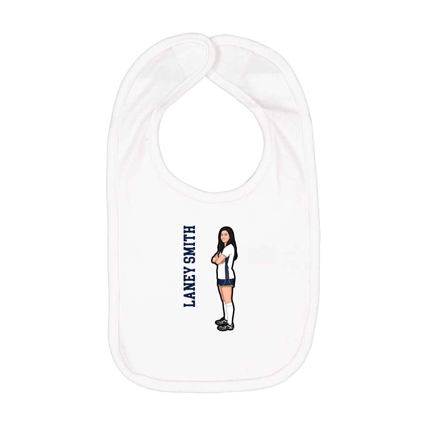 Infant Bib — Name Vertical in White