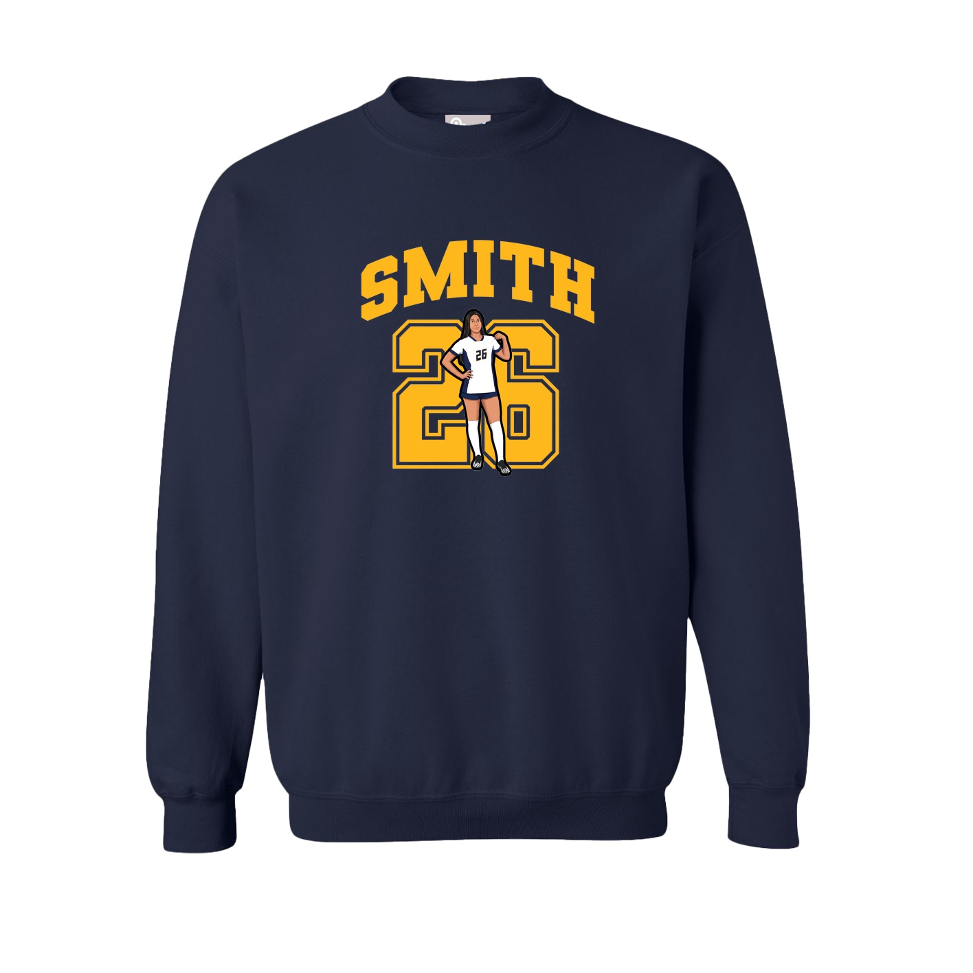 Fleece Crew — Number in Navy