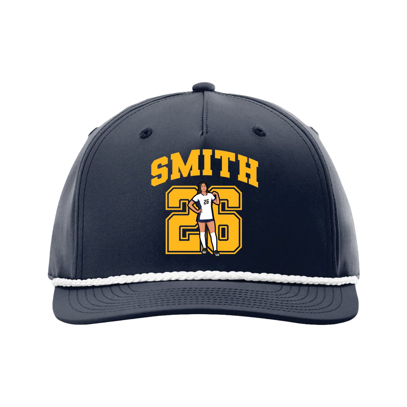 Five-Panel Classic Rope Cap — Number in Navy