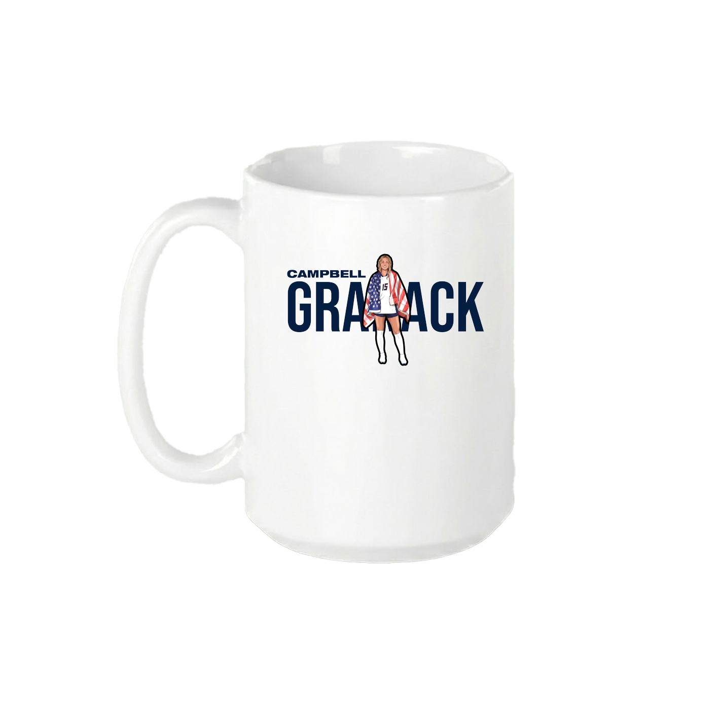 15oz Coffee Mug — Player Name in White