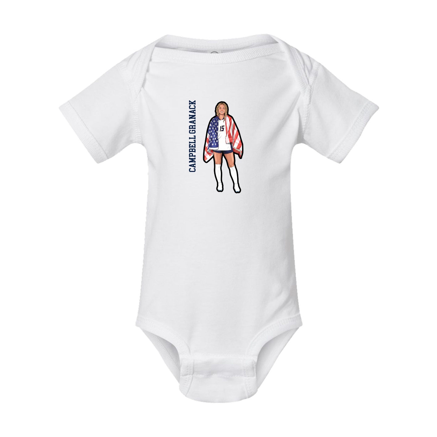 Baby Onesie — Name Vertical in White