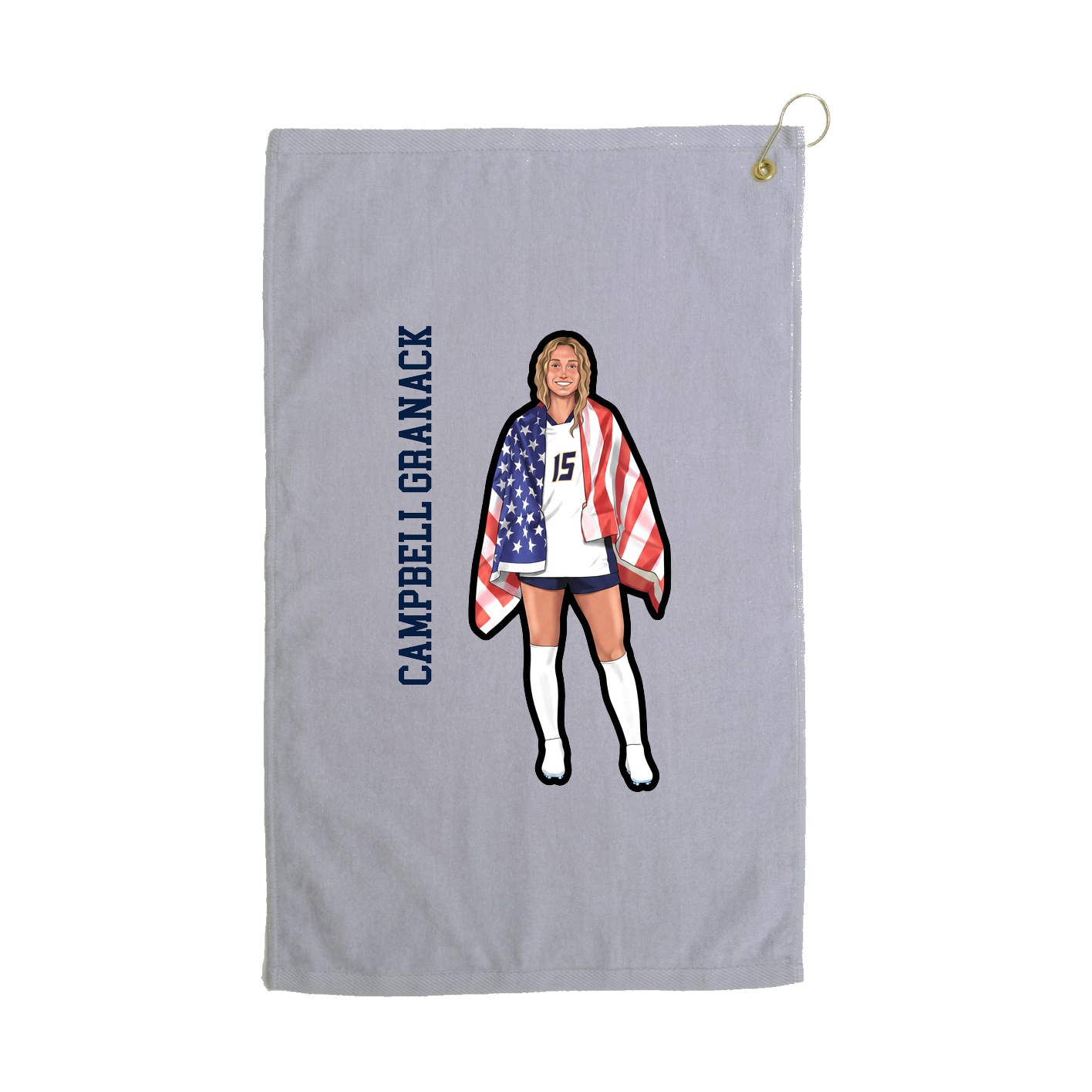 Golf Towel — Name Vertical in Grey