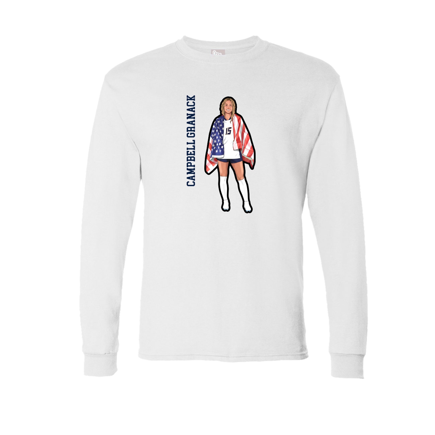 Long Sleeve Tee — Name Vertical in White