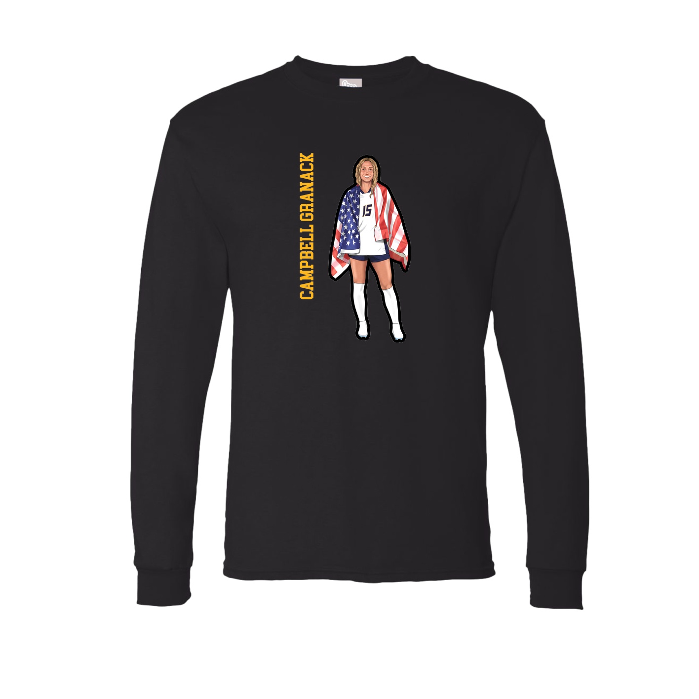 Long Sleeve Tee — Name Vertical in Black