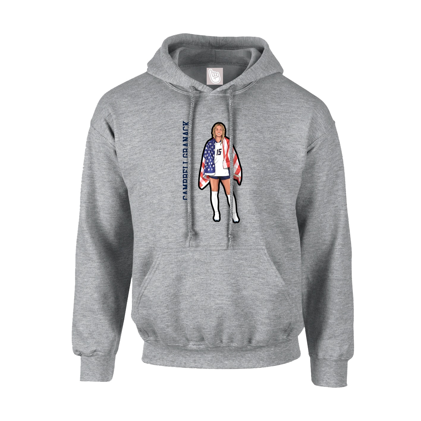 Hoodie — Name Vertical in Grey
