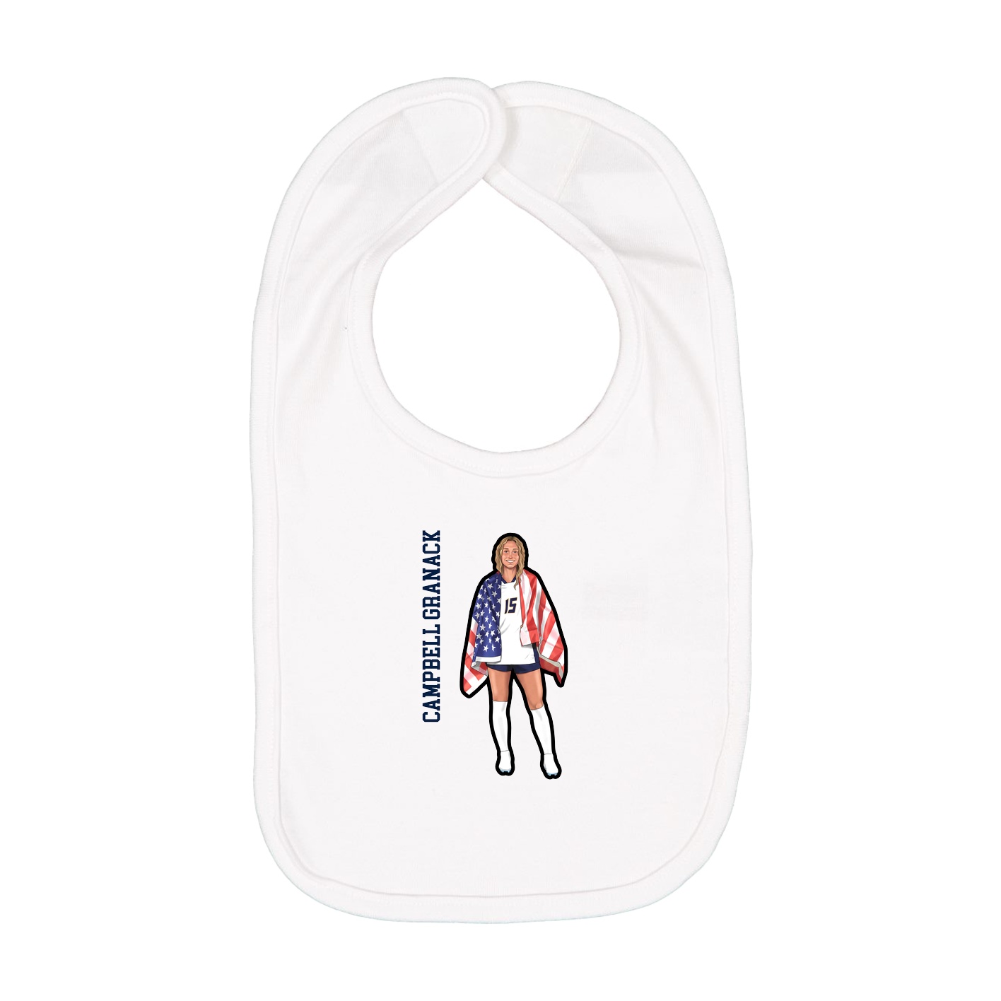 Infant Bib — Name Vertical in White