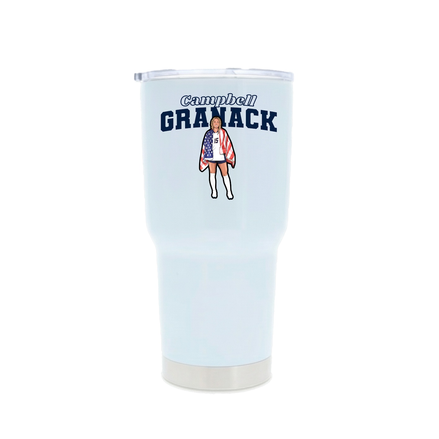 30oz Stainless Steel Tumbler — Name Arch in White