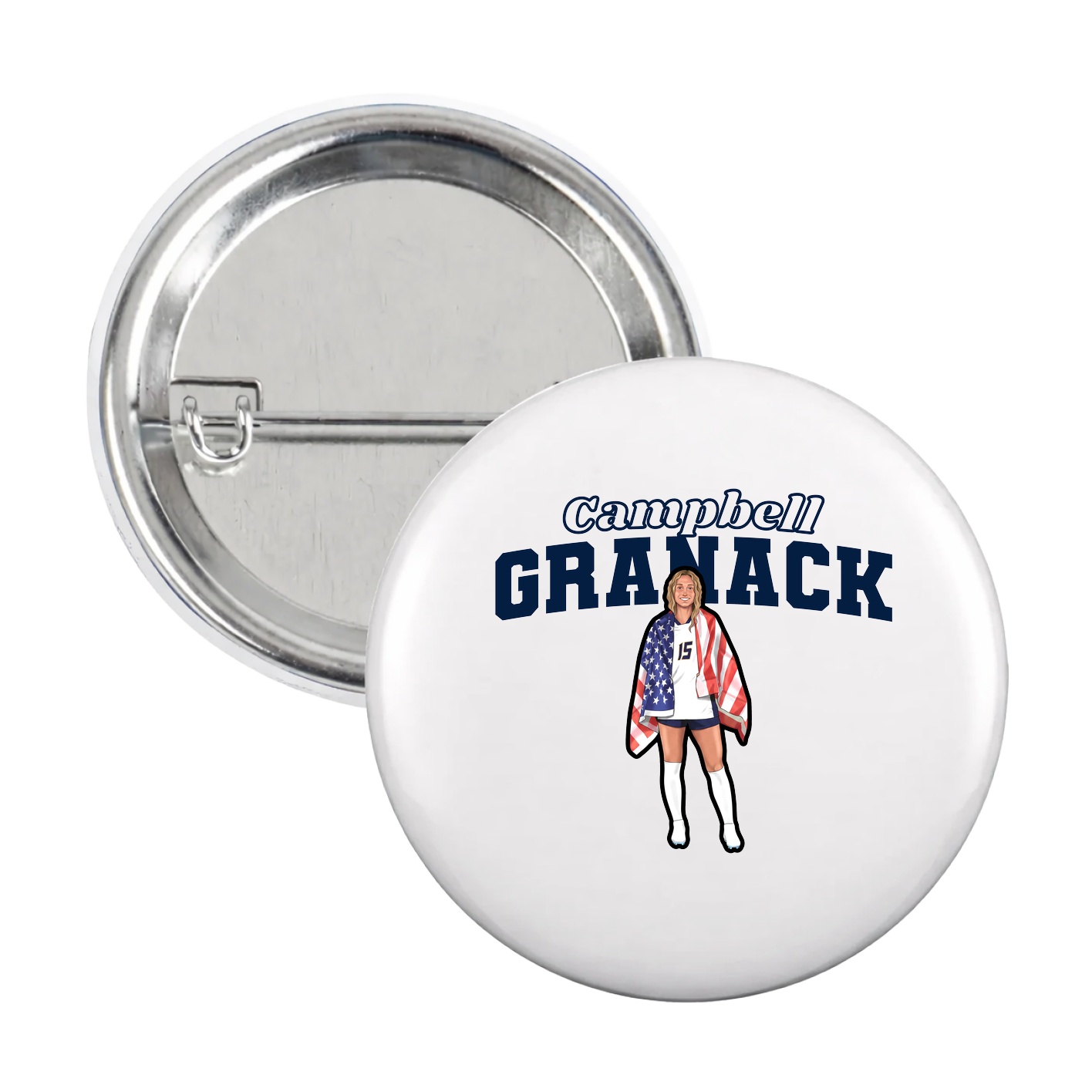 Game Day Button — Name Arch in White