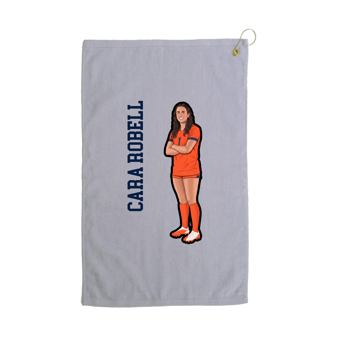 Golf Towel — Name Vertical in Grey