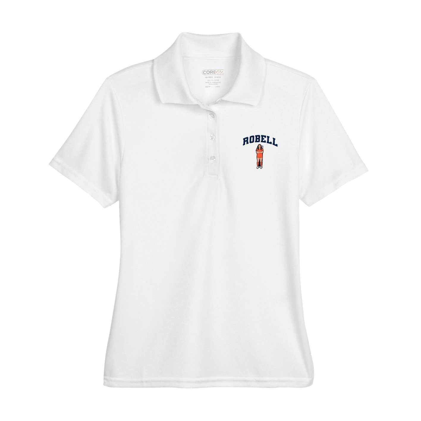 Womens Performance Polo — Number in White