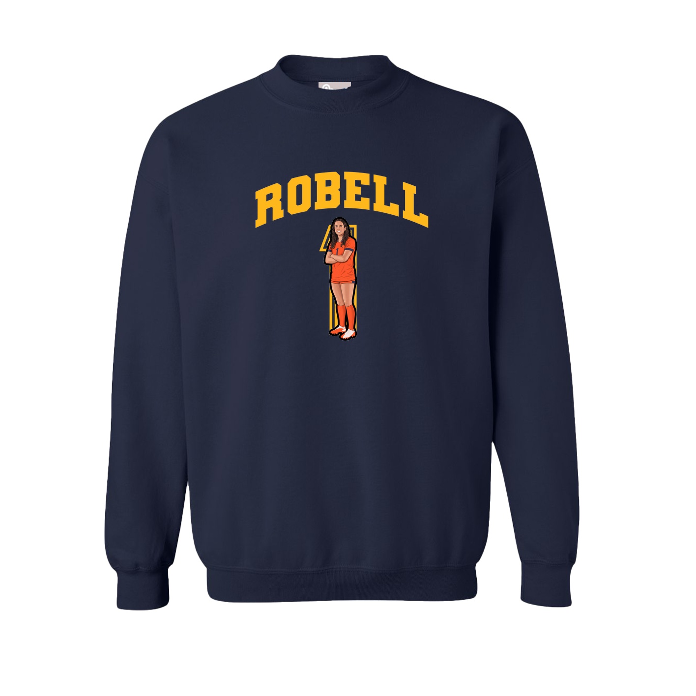 Fleece Crew — Number in Navy