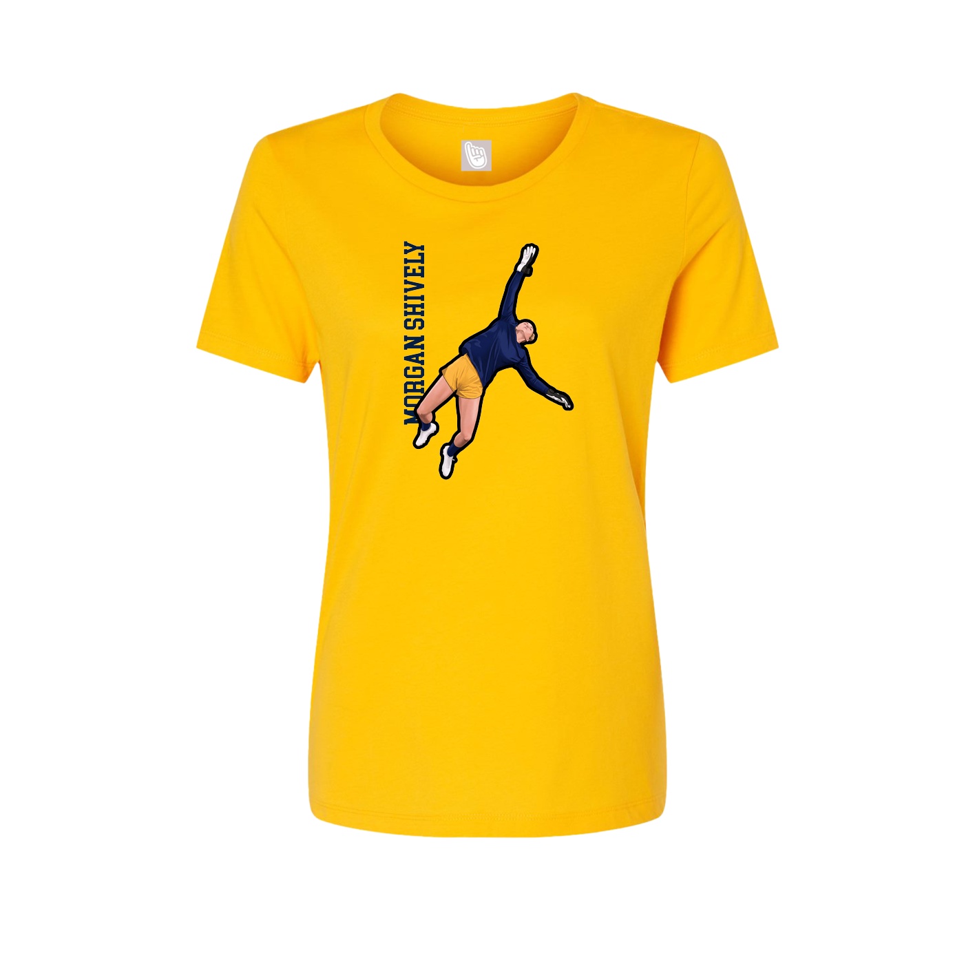 Fitted Women's Tee — Name Vertical in Gold
