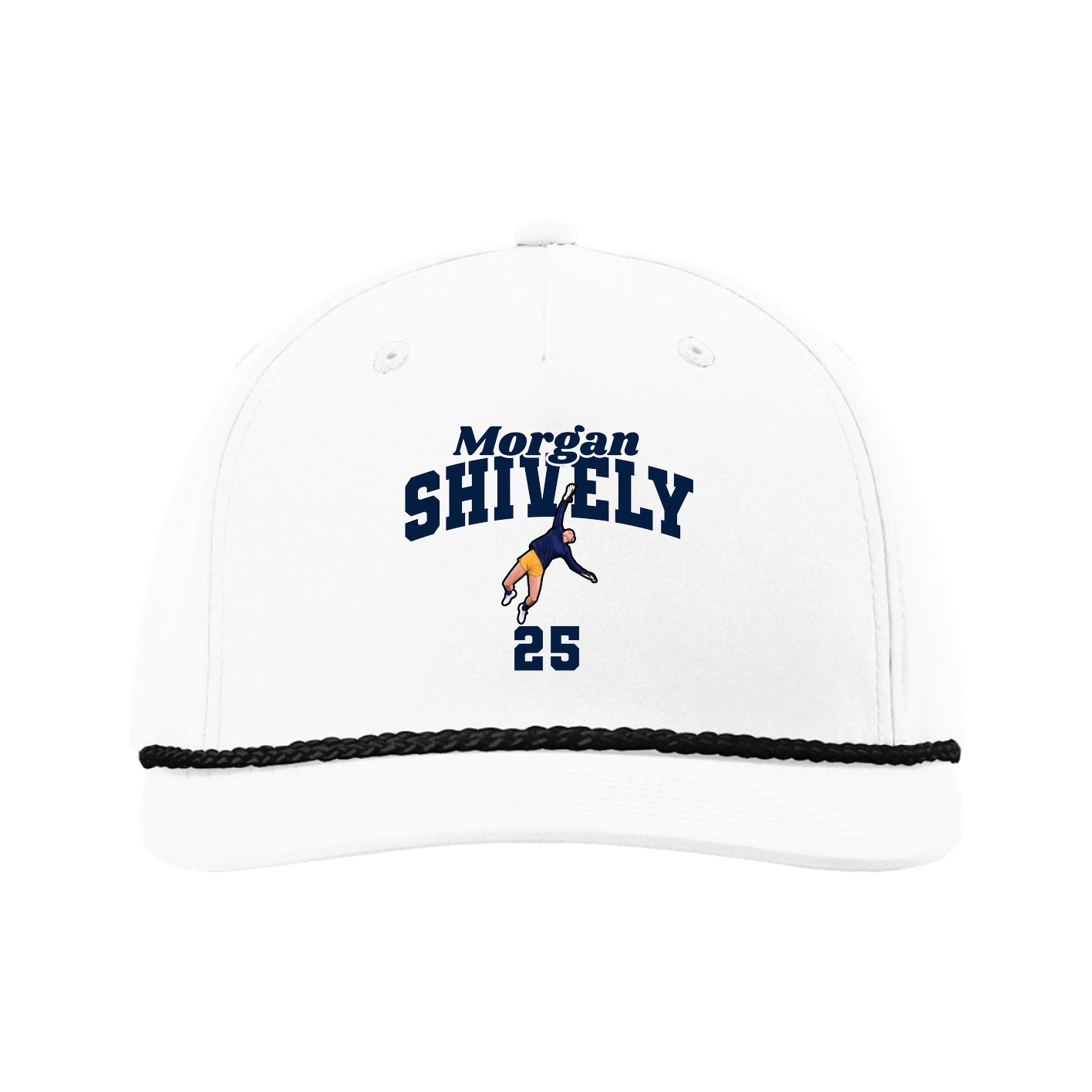 Five-Panel Classic Rope Cap — Signature Arch in White