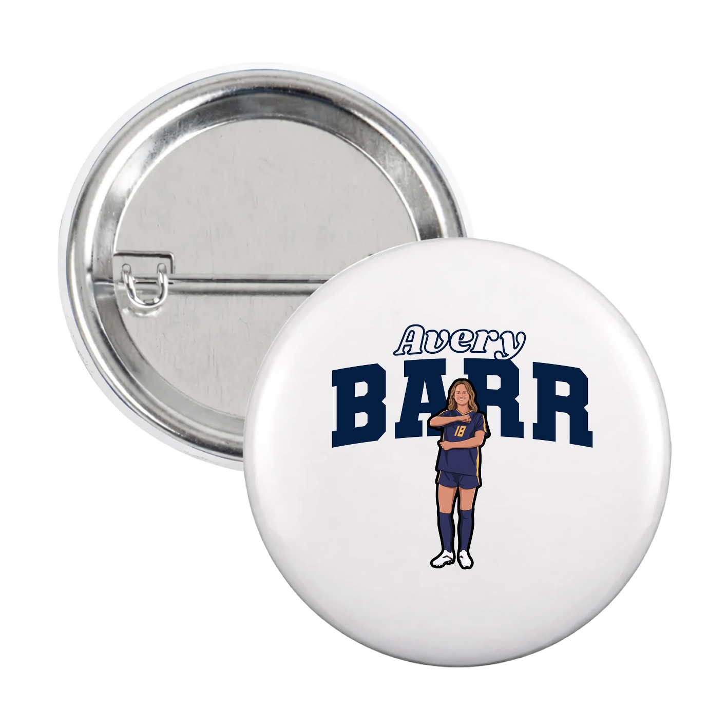 Game Day Button — Name Arch in White