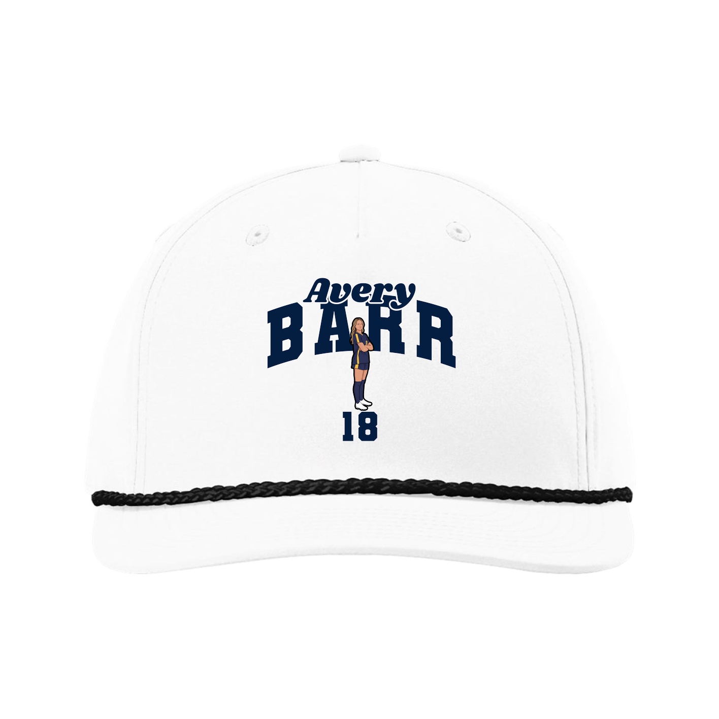 Five-Panel Classic Rope Cap — Signature Arch in White