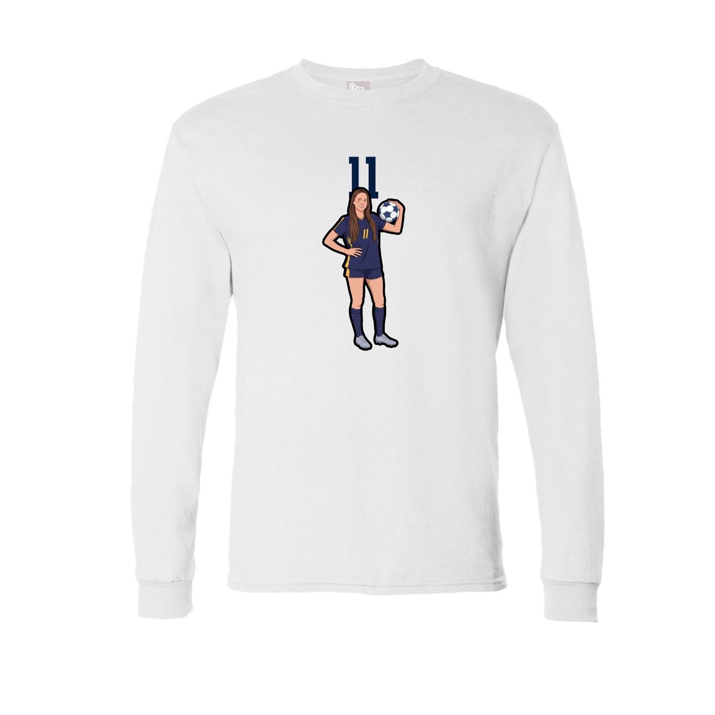 Long Sleeve Tee — Number Top in White