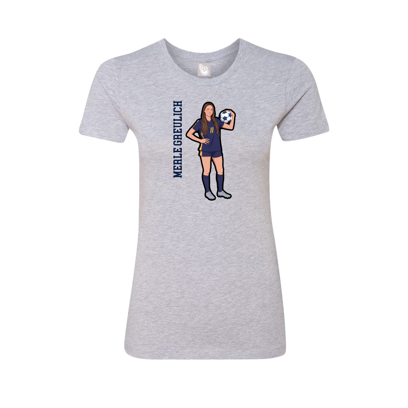 Fitted Women's Tee — Name Vertical in Grey
