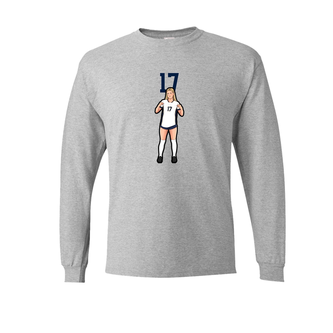 Long Sleeve Tee — Number Top in Grey