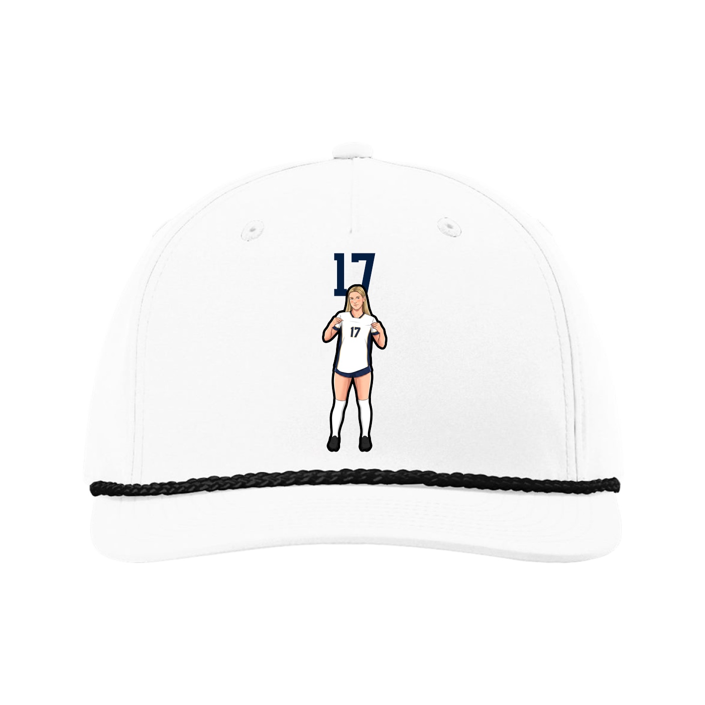 Five-Panel Classic Rope Cap — Number Top in White