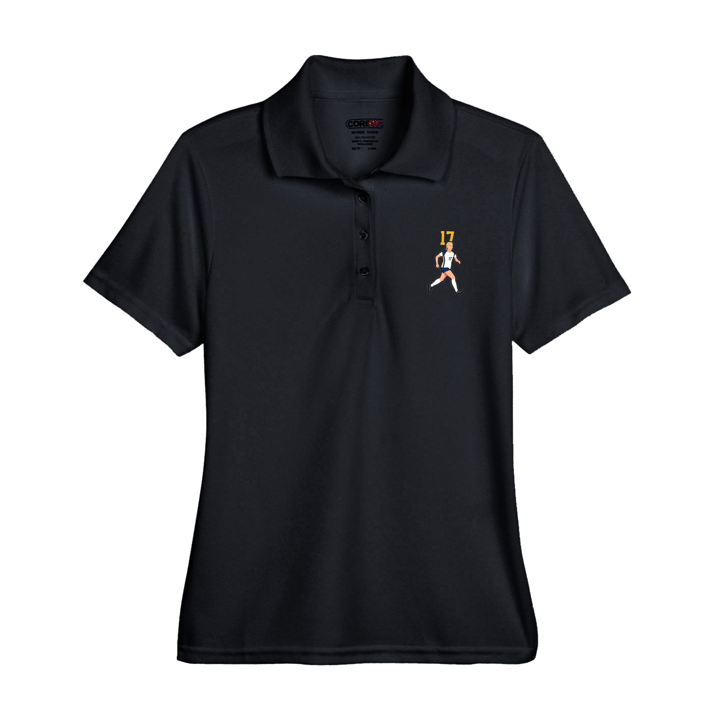 Womens Performance Polo — Number Top in Black