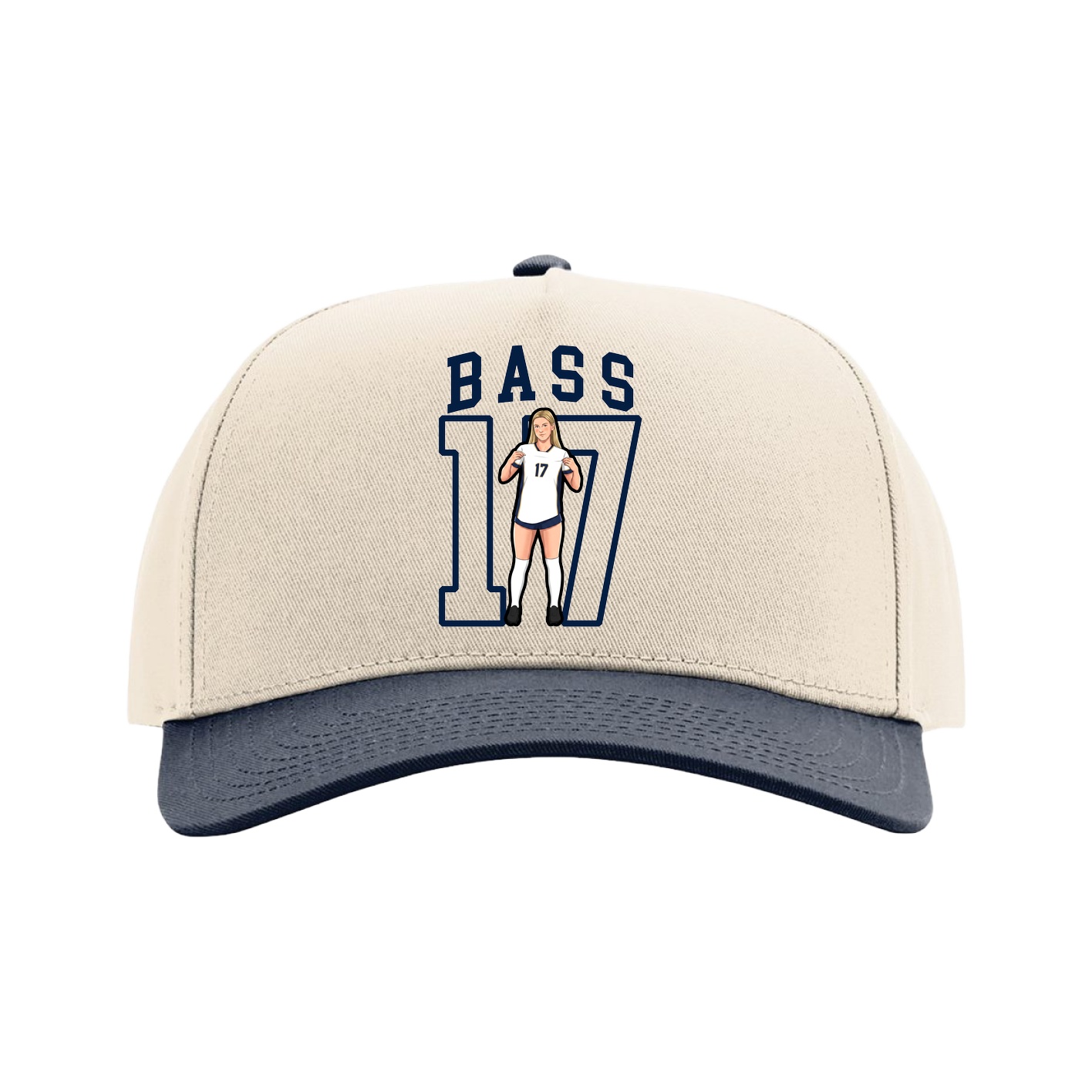 Full Fabric Five-Panel Champ Cap — Shirsey in Cream/Navy