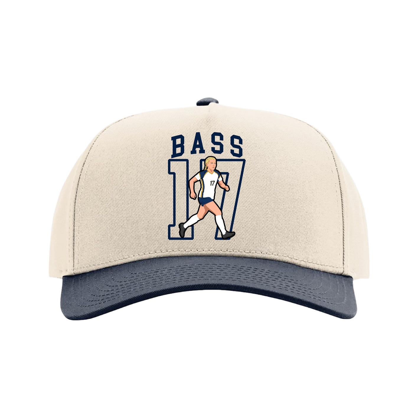 Full Fabric Five-Panel Champ Cap — Shirsey in Cream/Navy