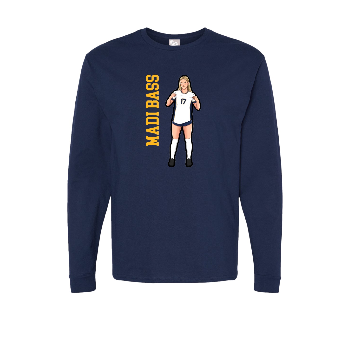 Long Sleeve Tee — Name Vertical in Navy