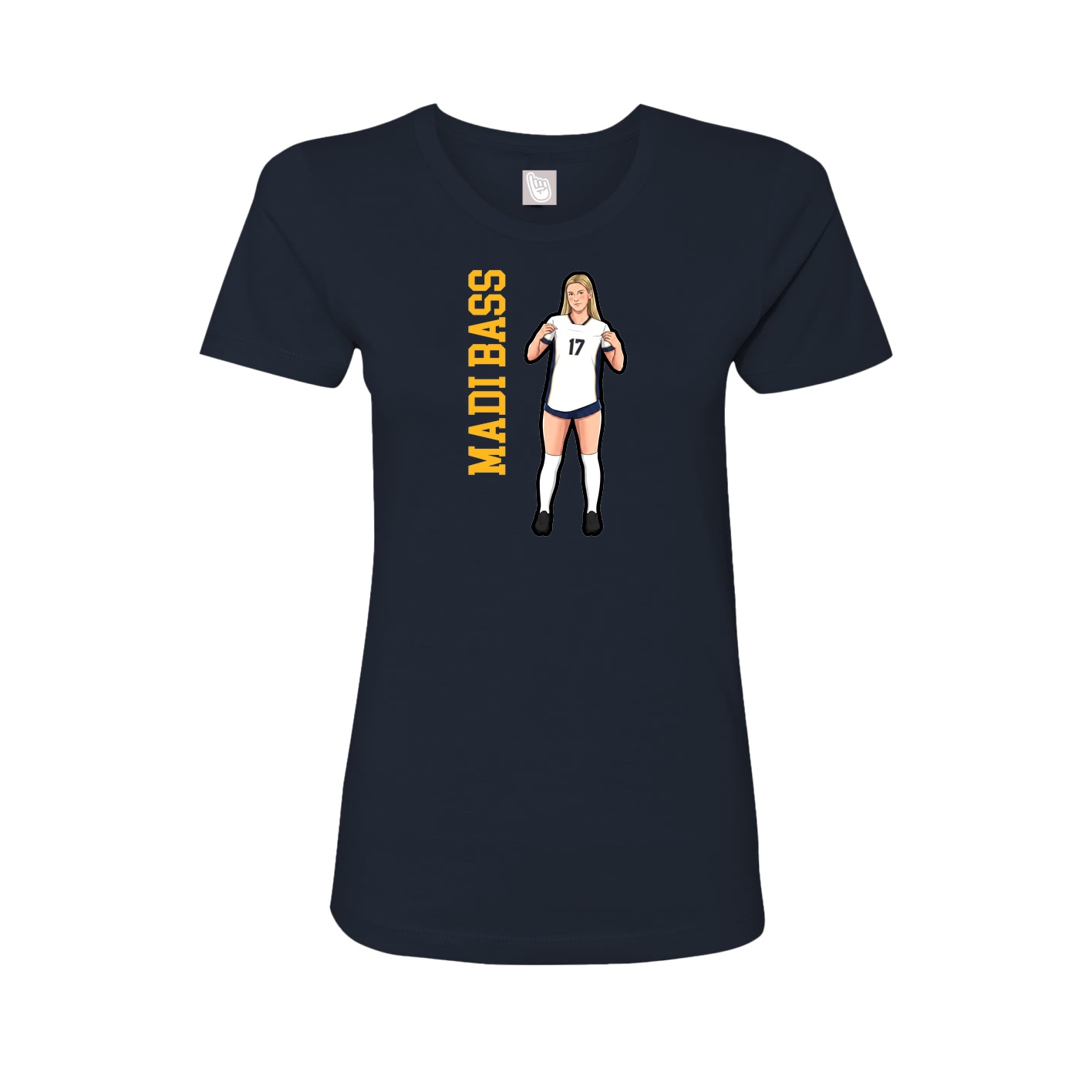 Womens Tee — Name Vertical in Navy