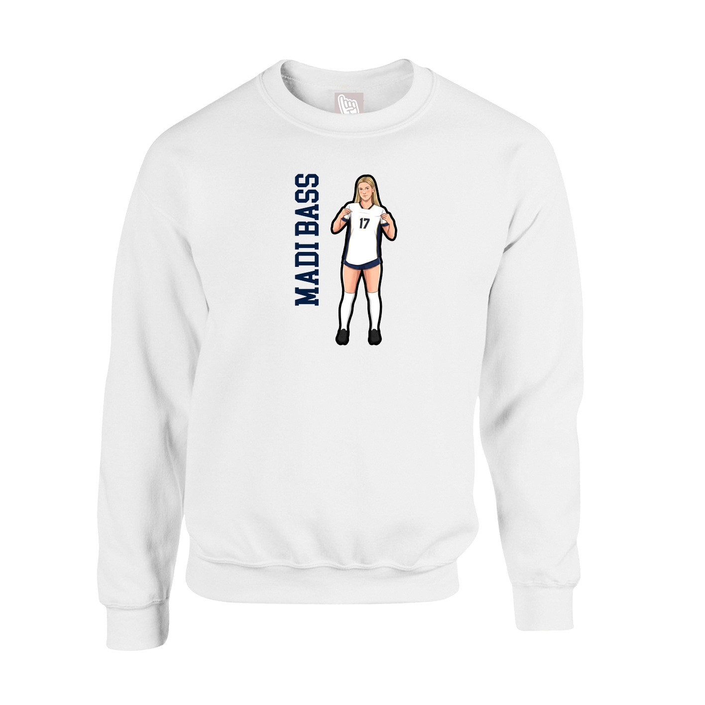 Fleece Crew — Name Vertical in White