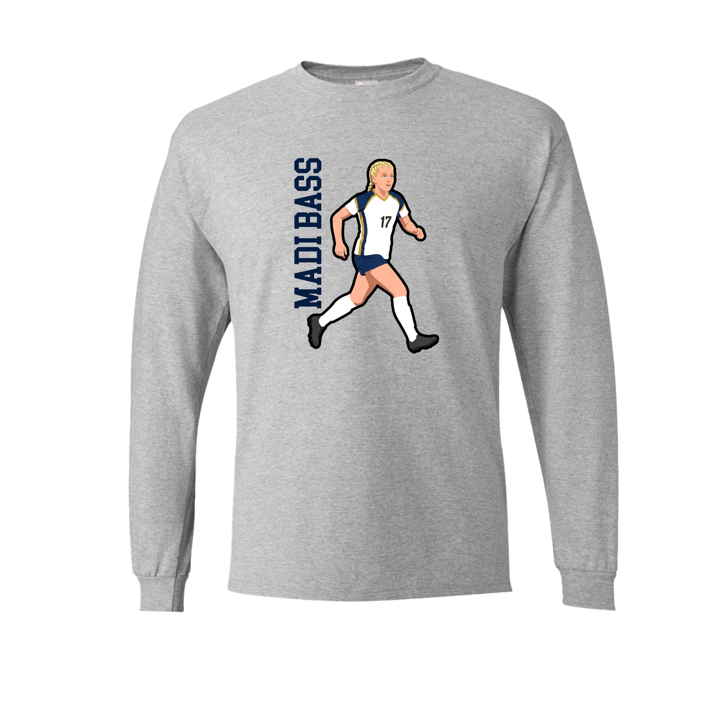 Long Sleeve Tee — Name Vertical in Grey