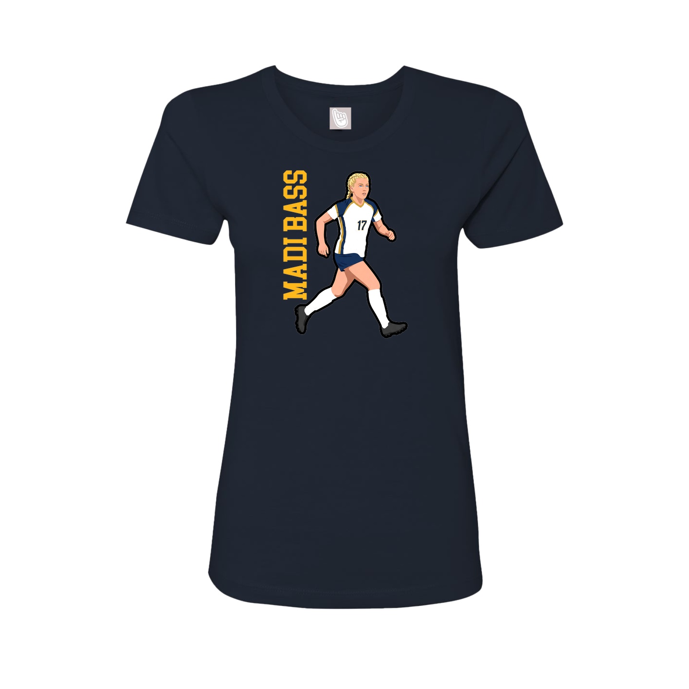 Womens Tee — Name Vertical in Navy