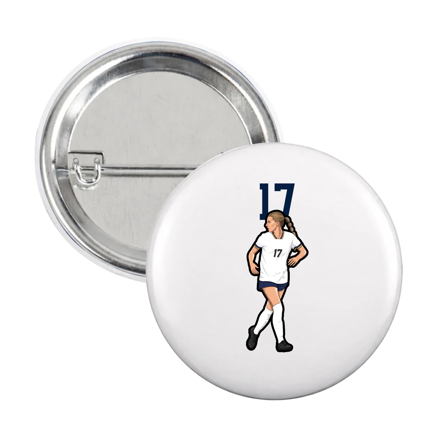 Game Day Button — Number Top in White