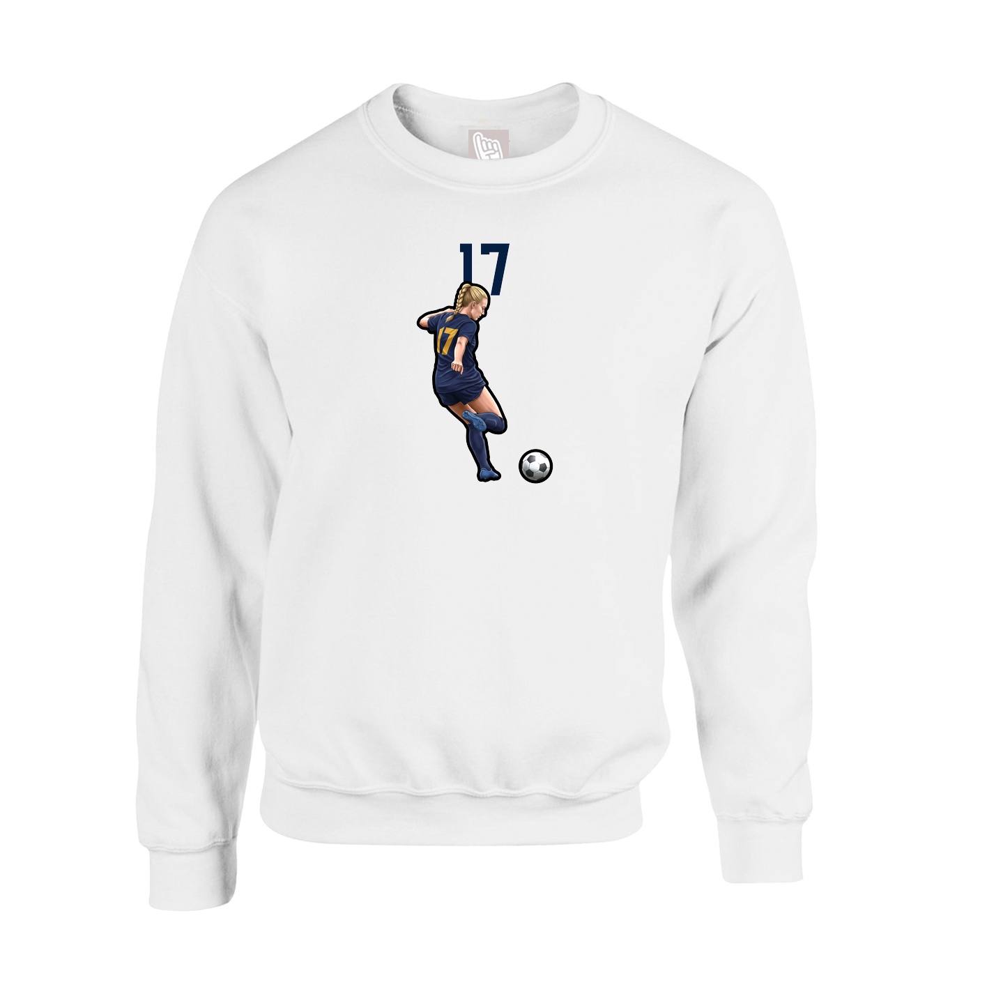 Fleece Crew — Number Top in White