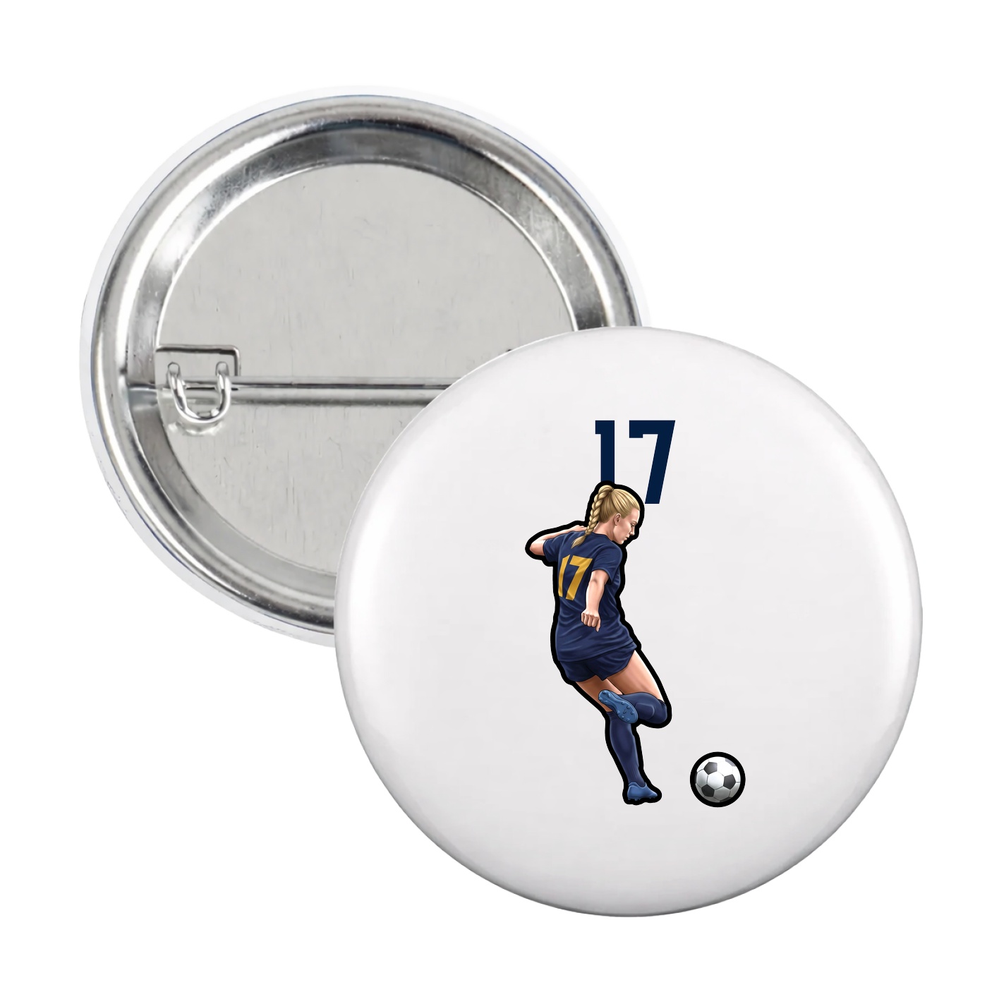 Game Day Button — Number Top in White