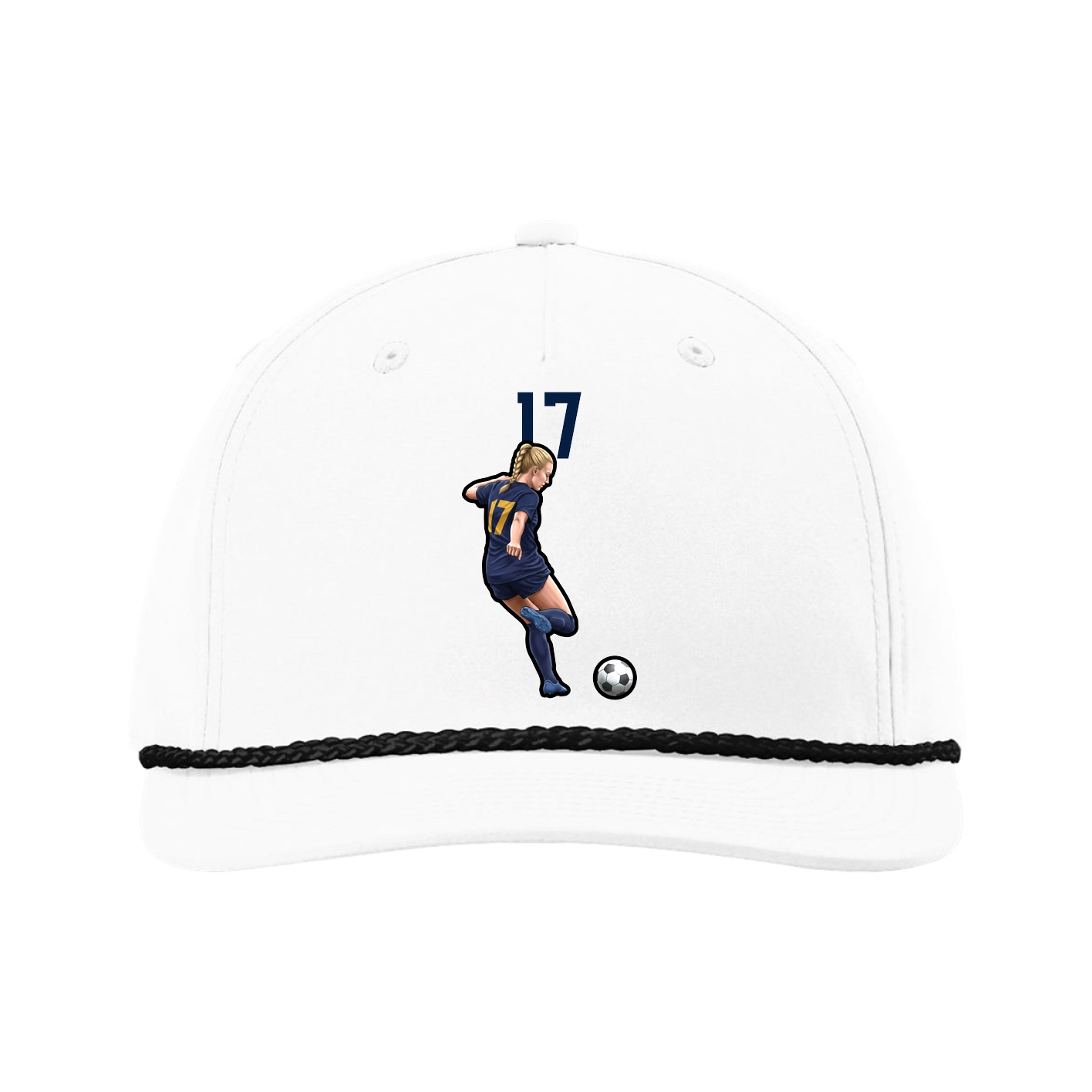 Five-Panel Classic Rope Cap — Number Top in White