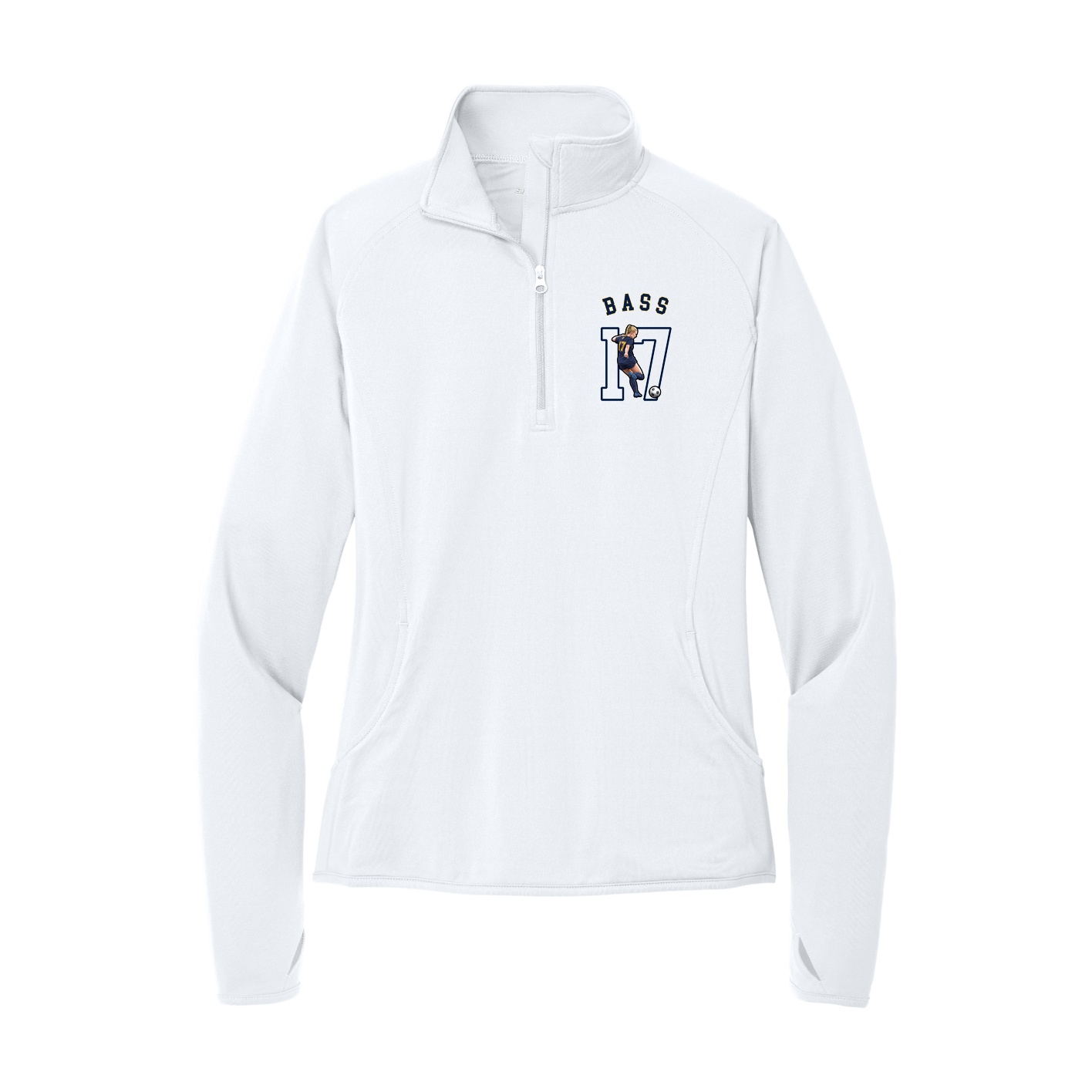 Women's Q-Zip Pullover — Shirsey Arch in White