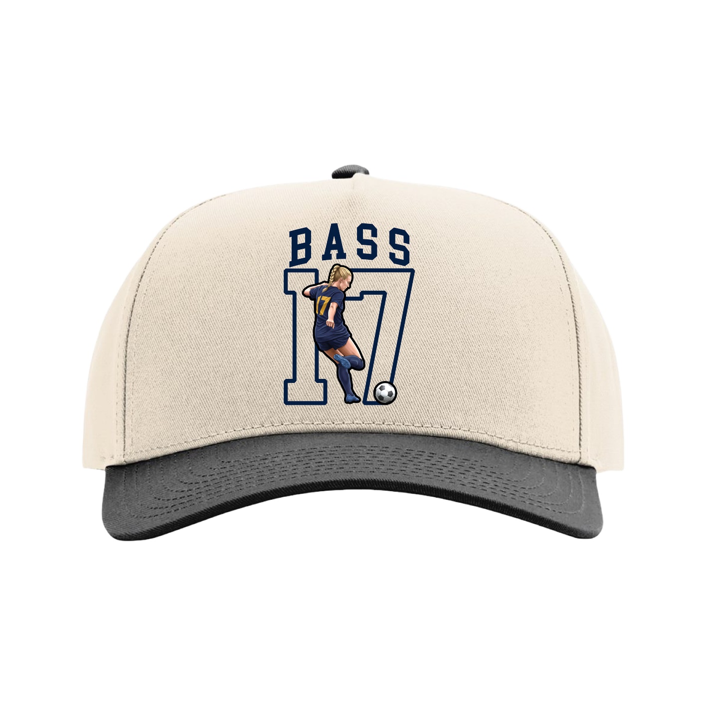 Full Fabric Five-Panel Champ Cap — Shirsey in Cream/Black