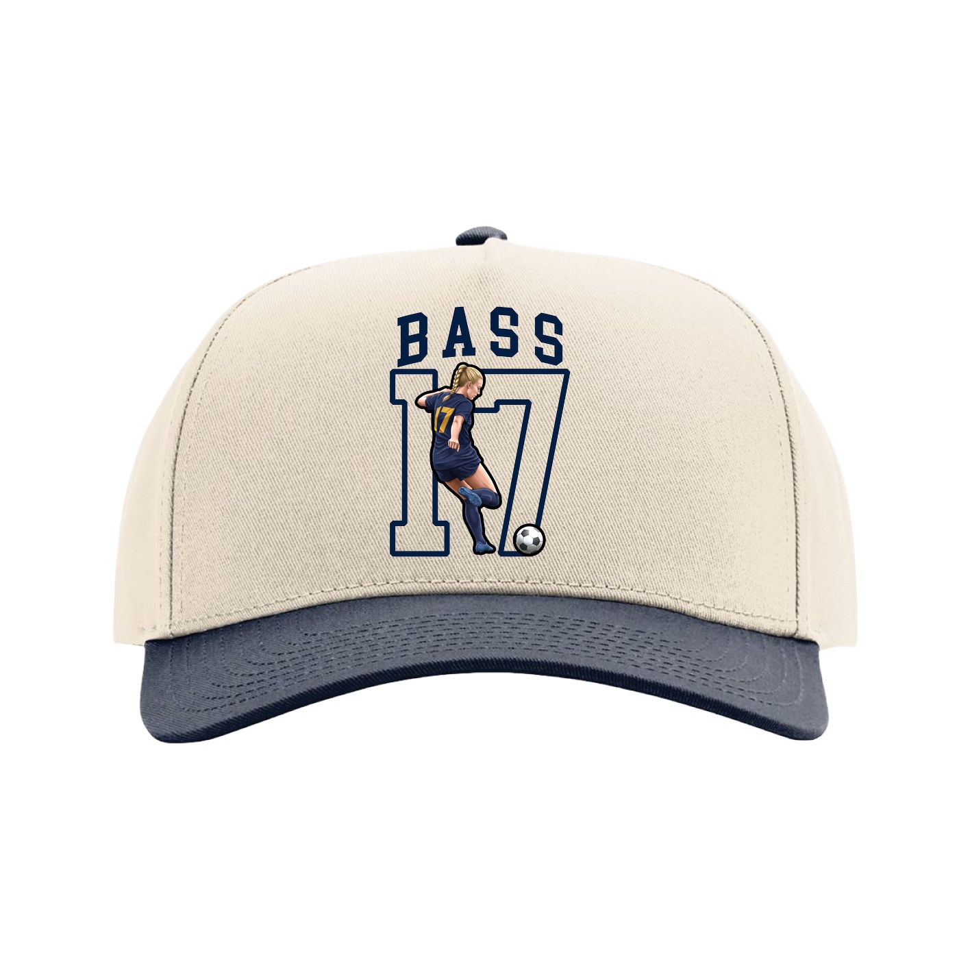 Full Fabric Five-Panel Champ Cap — Shirsey in Cream/Navy