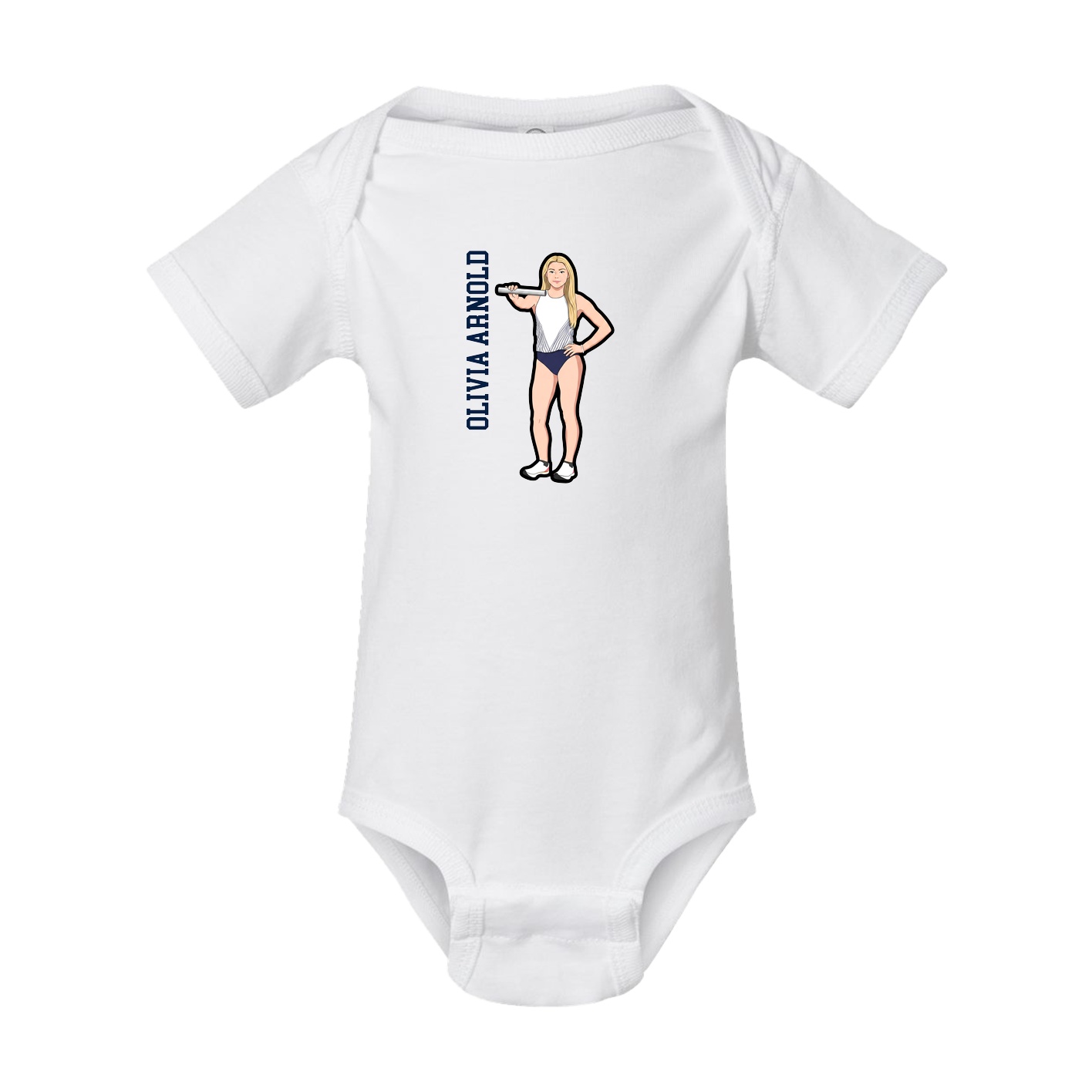 Baby Onesie — Name Vertical in White